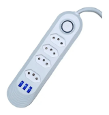 EXTENSAO COM 4 TOMADAS TRIPOLAR E 3 PORTAS USB 2M 2500W 5V 1.0A OI VIDA OI-TO118